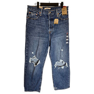 NWT Levi's Womens Button Fly Ribcage Straight Ankle Denim Jeans levis size 32